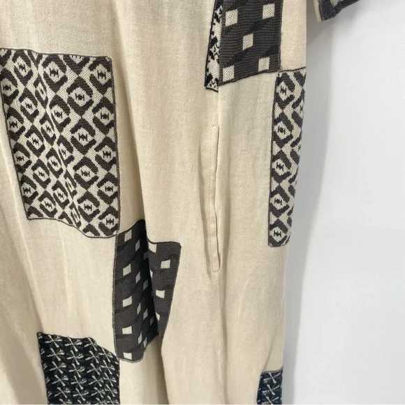 Fuga Fuga Japan Patchwork Style Blacn and Tan Pullover Dress